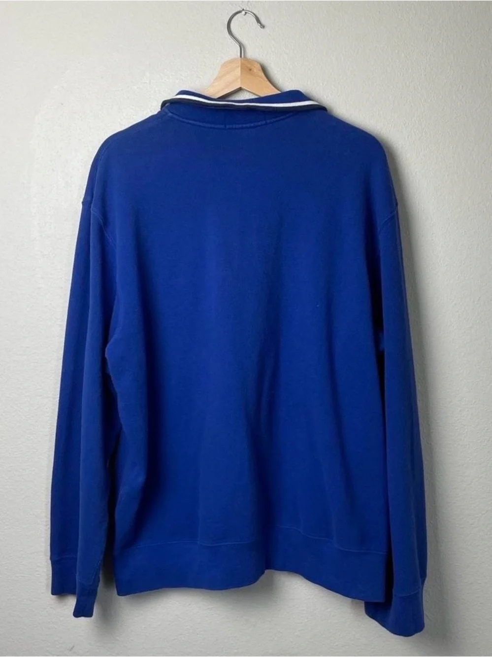Ralph Lauren Royal Blue Quarter-Zip Polo with White-Trim Collar